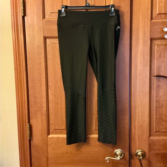 Head Pants - Head Black Athletic Leggings with diamond pattern on front lower leg